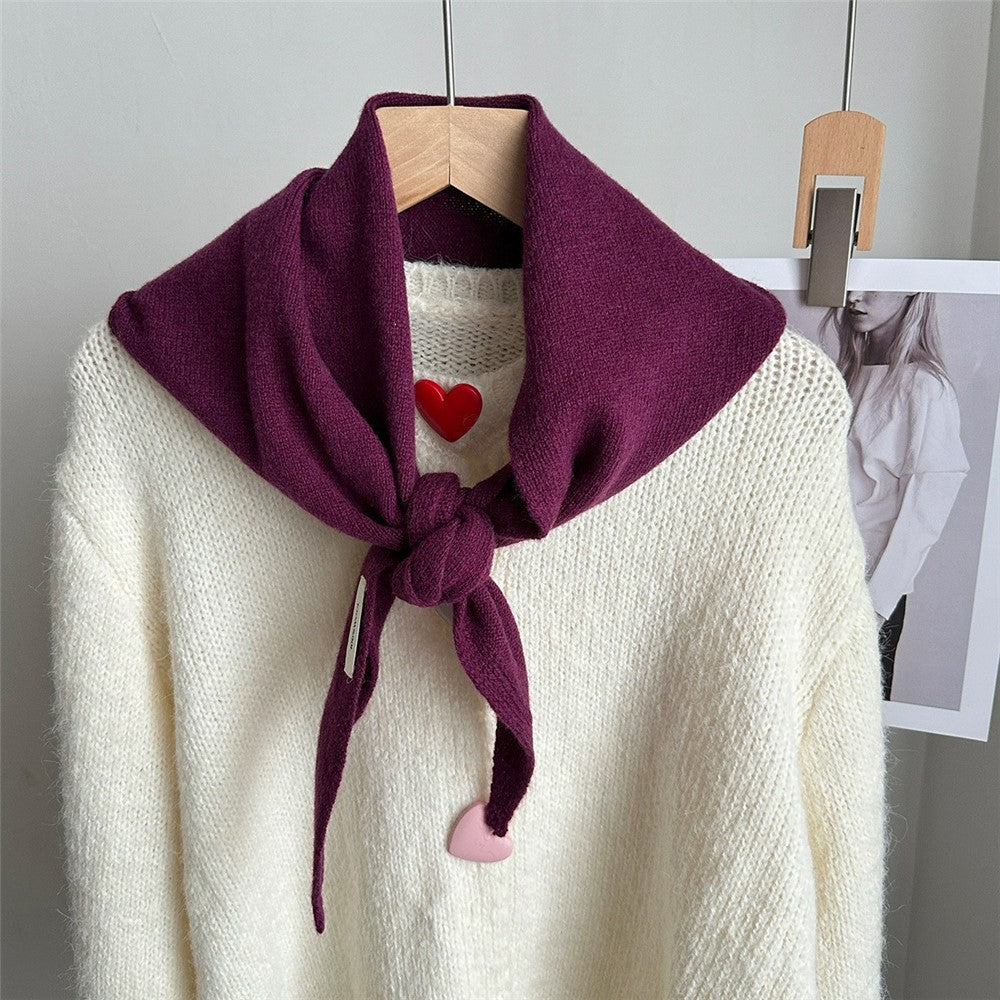 100% Wool Triangle Scarf Fashion Neck Wrap Kerchief Winter Warm Headscarf Bandana for Women