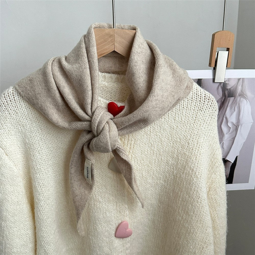 100% Wool Triangle Scarf Fashion Neck Wrap Kerchief Winter Warm Headscarf Bandana for Women