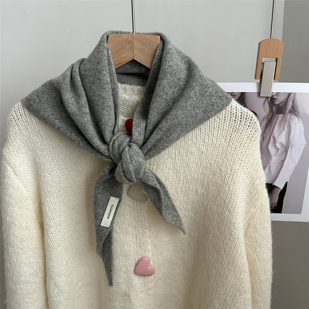 100% Wool Triangle Scarf Fashion Neck Wrap Kerchief Winter Warm Headscarf Bandana for Women