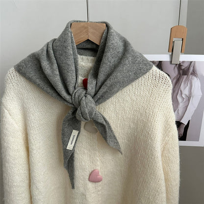 100% Wool Triangle Scarf Fashion Neck Wrap Kerchief Winter Warm Headscarf Bandana for Women