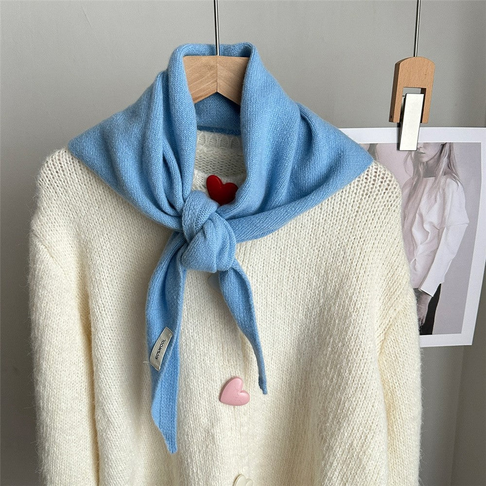100% Wool Triangle Scarf Fashion Neck Wrap Kerchief Winter Warm Headscarf Bandana for Women