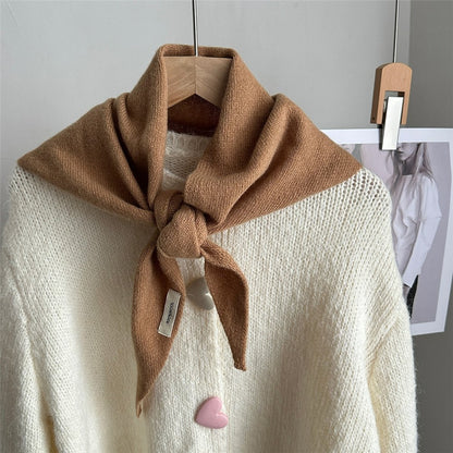 100% Wool Triangle Scarf Fashion Neck Wrap Kerchief Winter Warm Headscarf Bandana for Women