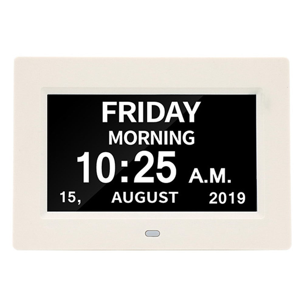 Alarm Clock Digital Calendar Day Clock 7-inch Large Display Programmable Medication Reminder, EU Plug