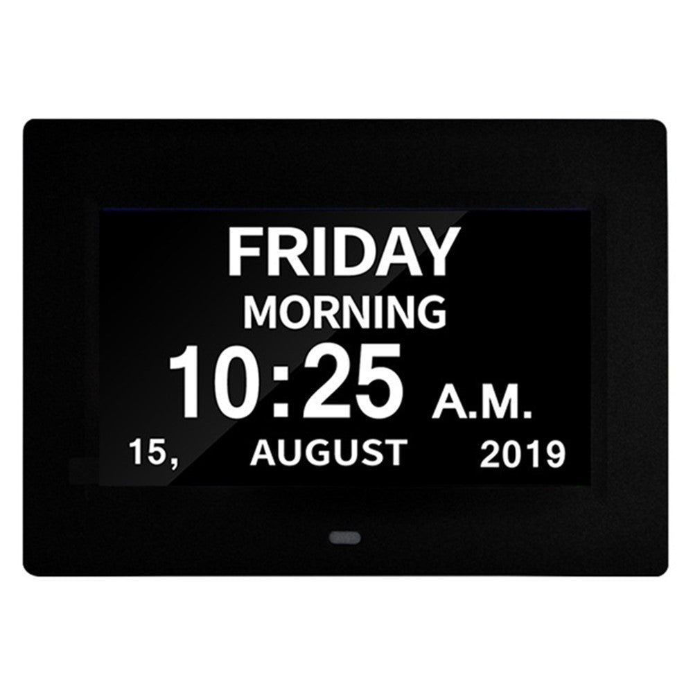 Alarm Clock Digital Calendar Day Clock 7-inch Large Display Programmable Medication Reminder, EU Plug