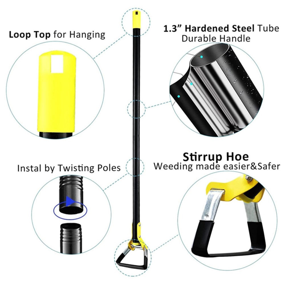 MYL-10 1.2m 3-Section Garden Tool Loop Stirrup Hoe Scuffle Weeding Gardening Hoe