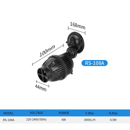 RS-108A 6W 3000L / H Single-head Fish Tank Wave Making Pump Aquarium Flow Maker Pump, EU Plug