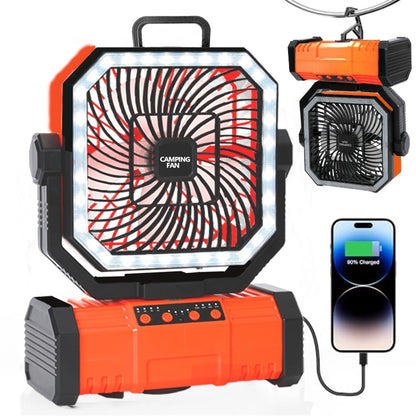 Outdoor Multifunction Camping Fan LED Light Power Bank Portable Bluetooth-Compatible Speaker