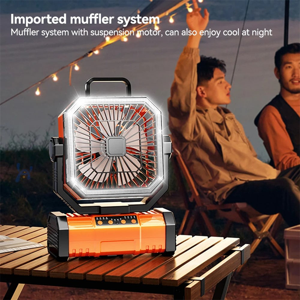 Outdoor Multifunction Camping Fan LED Light Power Bank Portable Bluetooth-Compatible Speaker