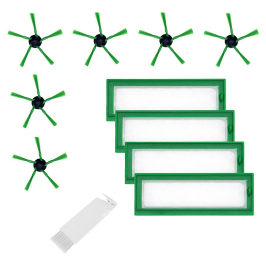 For Vorwerk VR300 / VR200 Sweeping Robot 6 Side Brushes + 4 Filters + 1 Cleaning Brush Accessories Set