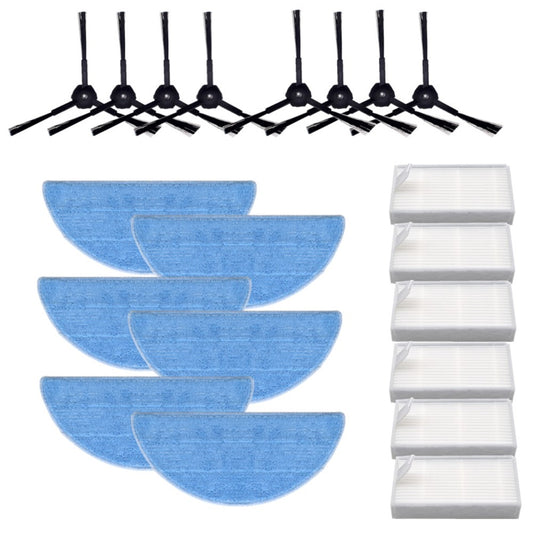 For ILIFE V5S / V5 / V3 Sweeping Robot 8 Side Brushes + 6 Filters + 6 Rags Replacement Accessories Set