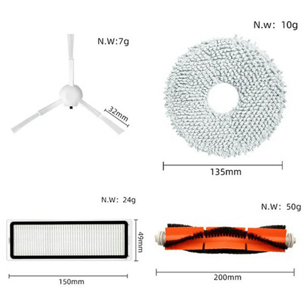 4Pcs / Set For Dreame Bot L10s Ultra / S10 Pro Vacuum Cleaner Main Brush Side Brush HEPA Filter Mop Cloth