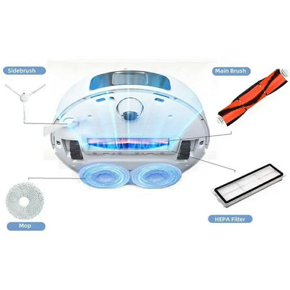 4Pcs / Set For Dreame Bot L10s Ultra / S10 Pro Vacuum Cleaner Main Brush Side Brush HEPA Filter Mop Cloth