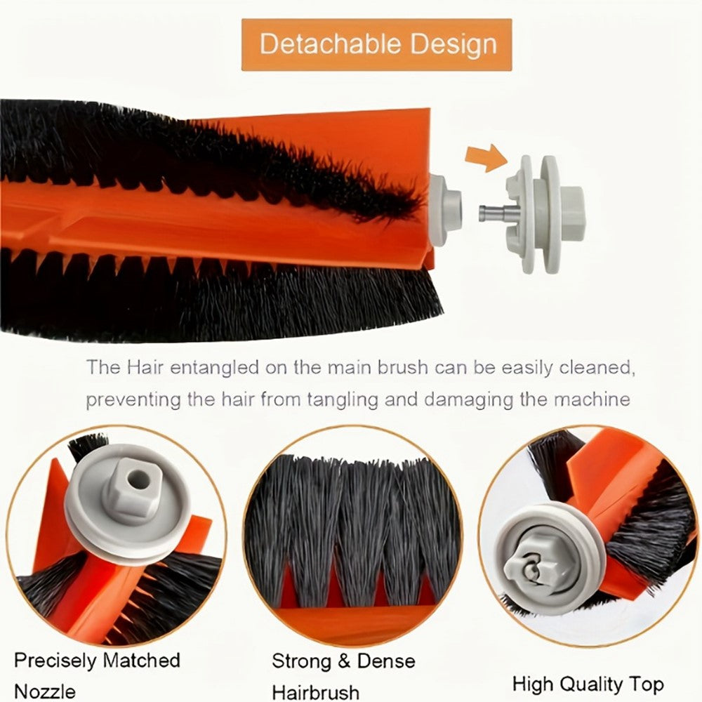 5Pcs Main Brush Side Brush Filter Set for Xiaomi Robot Vacuum S10+ / S20+ / X10+ / X20+ / X10 Replacement Parts Kit