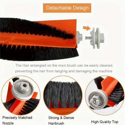 5Pcs Main Brush Side Brush Filter Set for Xiaomi Robot Vacuum S10+ / S20+ / X10+ / X20+ / X10 Replacement Parts Kit