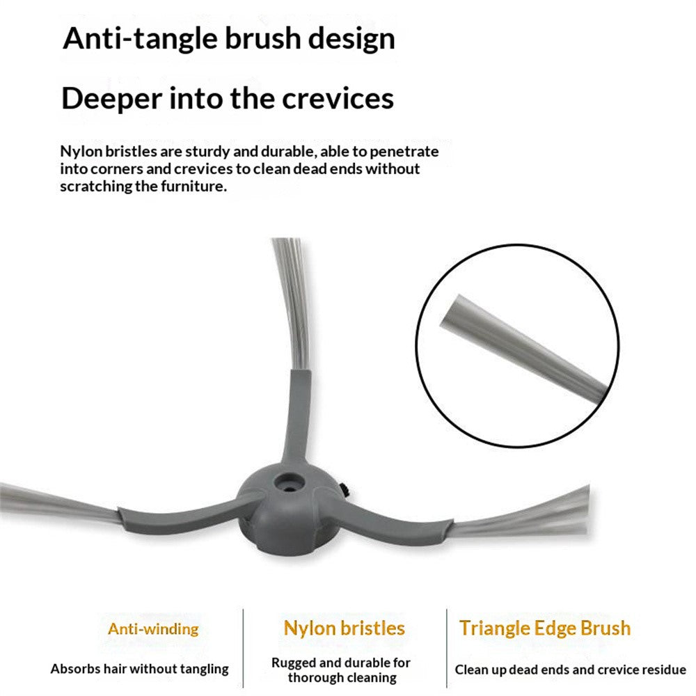 For Eufy Clean L50 Robot Vacuum Side Brush Replacement Parts Triangle Edge Anti-Tangle Nylon Bristles