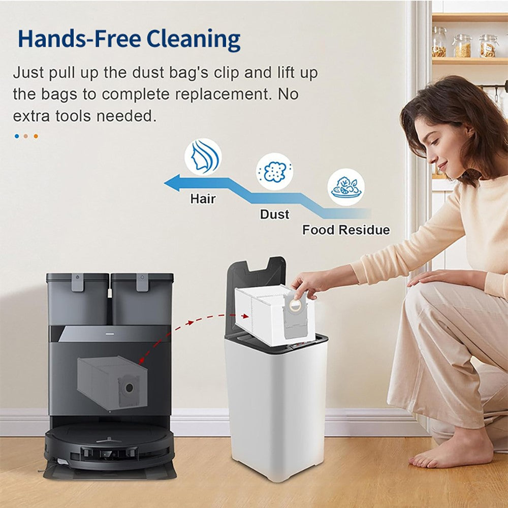 JUNSUNMAY 6Pcs Non-woven Fabric Dust Bags for Ecovacs Deebot T50 Pro  /  T50 Max  /  T50 Omni  /  T50 Pro Omni Robot Vacuum