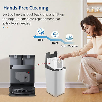 JUNSUNMAY 6Pcs Non-woven Fabric Dust Bags for Ecovacs Deebot T50 Pro  /  T50 Max  /  T50 Omni  /  T50 Pro Omni Robot Vacuum