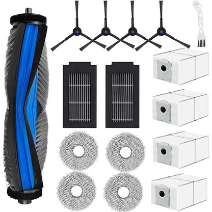 JUNSUNMAY 16Pcs  /  Set Replacement Parts Kit for Ecovacs Deebot T50 Pro  /  T50 Max  /  T50 Omni  /  T50 Pro Omni with Main Brush HEPA Filter Mop Pad Dust Bag