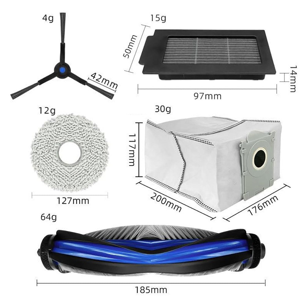 JUNSUNMAY 16Pcs  /  Set Replacement Parts Kit for Ecovacs Deebot T50 Pro  /  T50 Max  /  T50 Omni  /  T50 Pro Omni with Main Brush HEPA Filter Mop Pad Dust Bag
