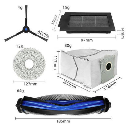 JUNSUNMAY 16Pcs  /  Set Replacement Parts Kit for Ecovacs Deebot T50 Pro  /  T50 Max  /  T50 Omni  /  T50 Pro Omni with Main Brush HEPA Filter Mop Pad Dust Bag