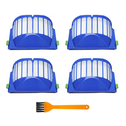 JUNSUNMAY 4Pcs For iRobot Roomba 610 / 620 / 630 / 650 / 660 Robot Vacuum Replacement HEPA Filter with Cleaning Brush