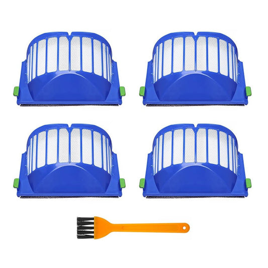 JUNSUNMAY 4Pcs For iRobot Roomba 610 / 620 / 630 / 650 / 660 Robot Vacuum Replacement HEPA Filter with Cleaning Brush
