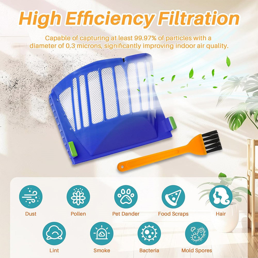 JUNSUNMAY 4Pcs For iRobot Roomba 610 / 620 / 630 / 650 / 660 Robot Vacuum Replacement HEPA Filter with Cleaning Brush