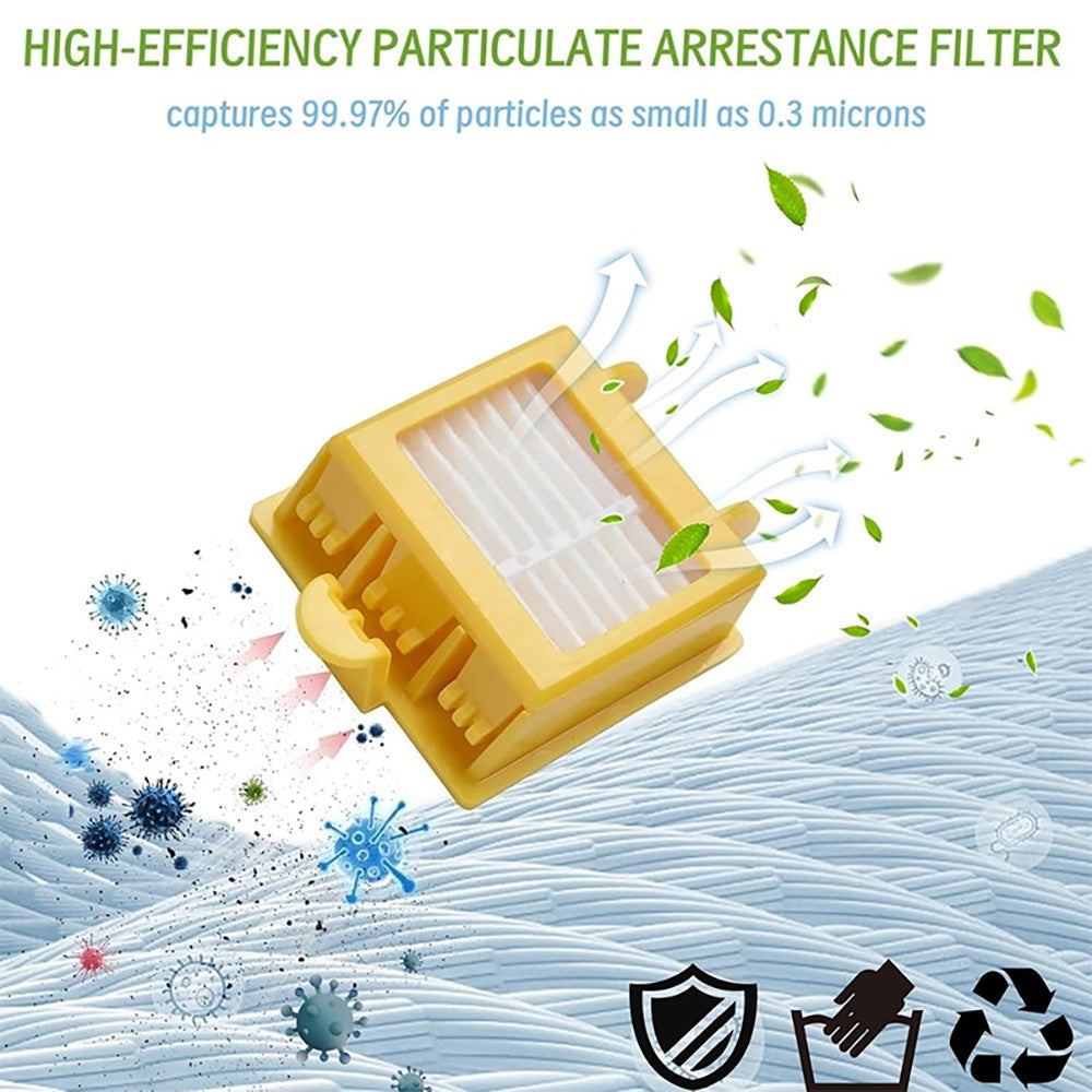 JUNSUNMAY 6Pcs Replacement Filter with Cleaning Brush for iRobot Roomba 700 / 770 / 780 / 790 Robot Vacuum