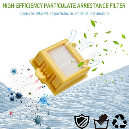 JUNSUNMAY 6Pcs Replacement Filter with Cleaning Brush for iRobot Roomba 700 / 770 / 780 / 790 Robot Vacuum