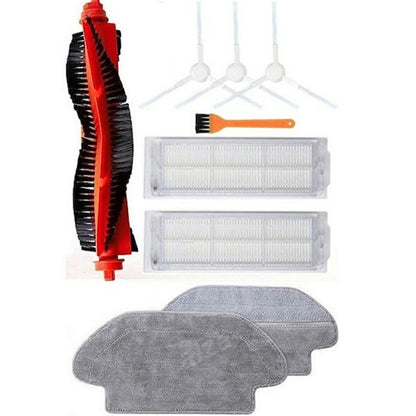 9Pcs / Set For Xiaomi Mijia Robot Vacuum Mop P (SKV4109GL / SKV4110GL / STYTJ02YM) / Viomi V2 Pro (V-RVCLM21B) Main Brush HEPA Filter Mop Cloth and Cleaning Brush Kit