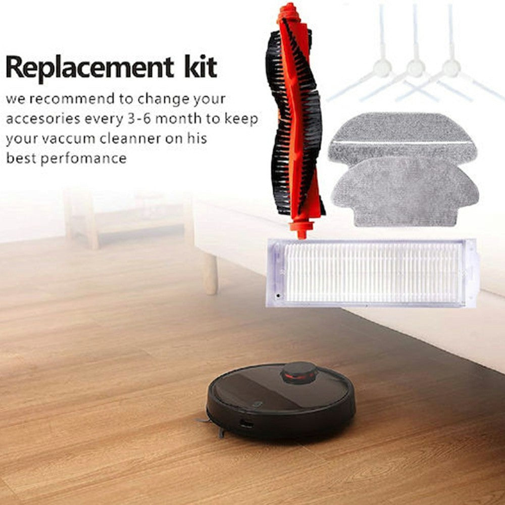 9Pcs / Set For Xiaomi Mijia Robot Vacuum Mop P (SKV4109GL / SKV4110GL / STYTJ02YM) / Viomi V2 Pro (V-RVCLM21B) Main Brush HEPA Filter Mop Cloth and Cleaning Brush Kit