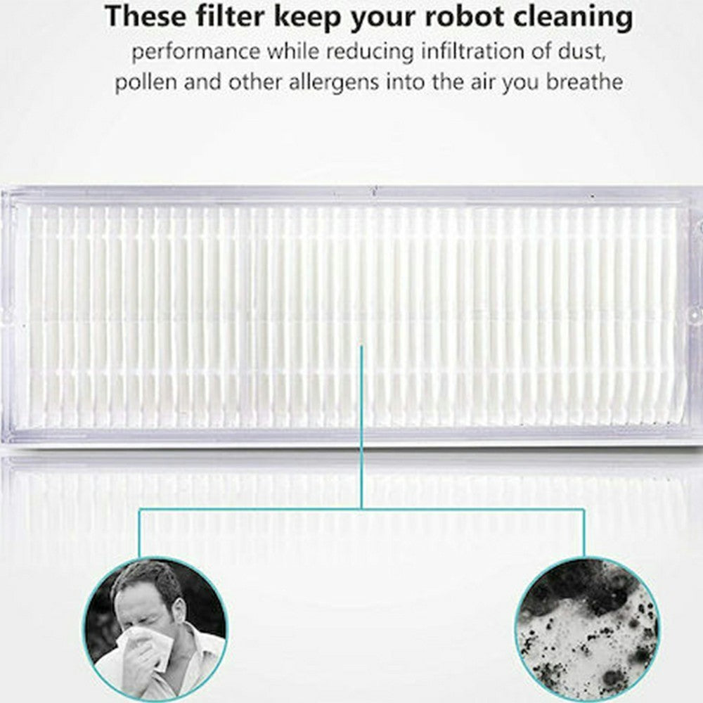 9Pcs / Set For Xiaomi Mijia Robot Vacuum Mop P (SKV4109GL / SKV4110GL / STYTJ02YM) / Viomi V2 Pro (V-RVCLM21B) Main Brush HEPA Filter Mop Cloth and Cleaning Brush Kit