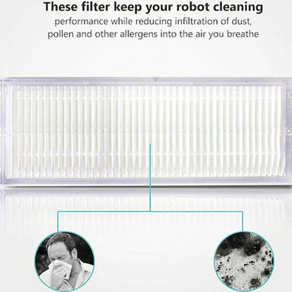 9Pcs / Set For Xiaomi Mijia Robot Vacuum Mop P (SKV4109GL / SKV4110GL / STYTJ02YM) / Viomi V2 Pro (V-RVCLM21B) Main Brush HEPA Filter Mop Cloth and Cleaning Brush Kit
