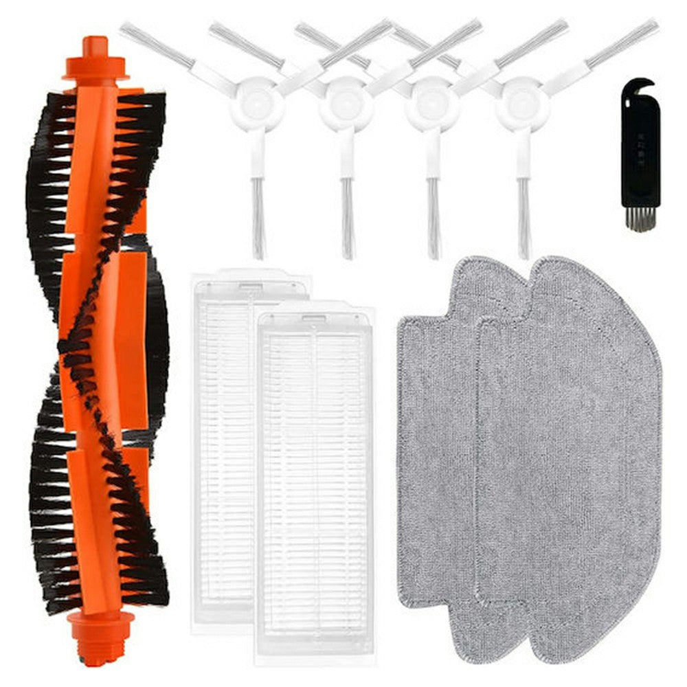 10Pcs / Set Replacement Parts Kit for Xiaomi Mijia Robot Vacuum Mop 2S (XMSTJQR2S) / STYJ02YM / 3C (B106CN) Main Brush HEPA Filter Mop Cloth and Cleaning Brush