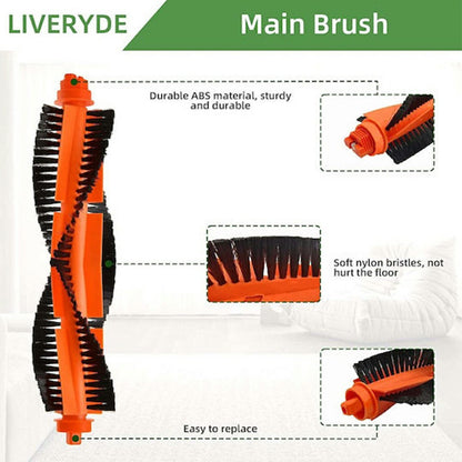 10Pcs / Set Replacement Parts Kit for Xiaomi Mijia Robot Vacuum Mop 2S (XMSTJQR2S) / STYJ02YM / 3C (B106CN) Main Brush HEPA Filter Mop Cloth and Cleaning Brush