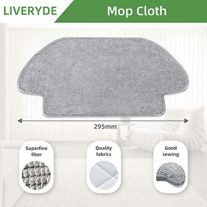 10Pcs / Set Replacement Parts Kit for Xiaomi Mijia Robot Vacuum Mop 2S (XMSTJQR2S) / STYJ02YM / 3C (B106CN) Main Brush HEPA Filter Mop Cloth and Cleaning Brush