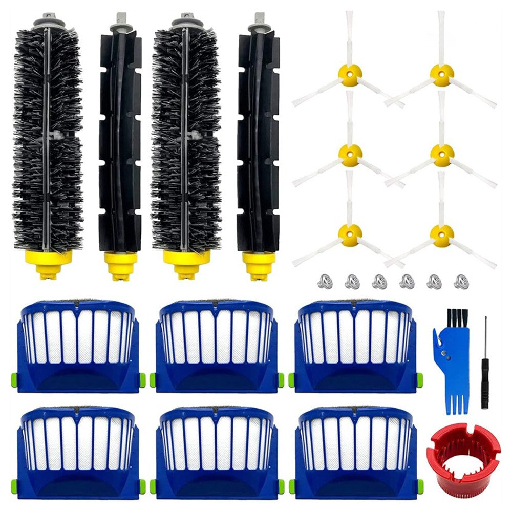 1 Set For iRobot Roomba 600 Series Replacement Kit (2 Pairsxmain Brush+6xFilter+6xSide-Edge Brush+3 Cleaning Tools)