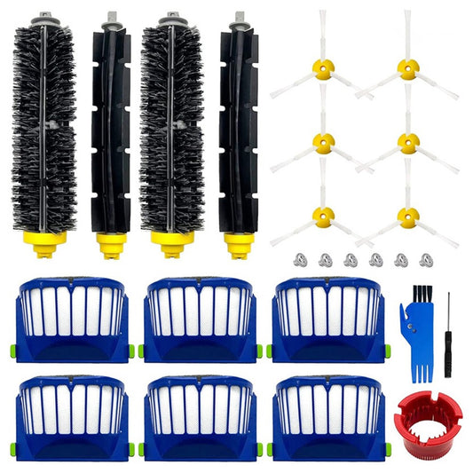 1 Set For iRobot Roomba 600 Series Replacement Kit (2 Pairsxmain Brush+6xFilter+6xSide-Edge Brush+3 Cleaning Tools)