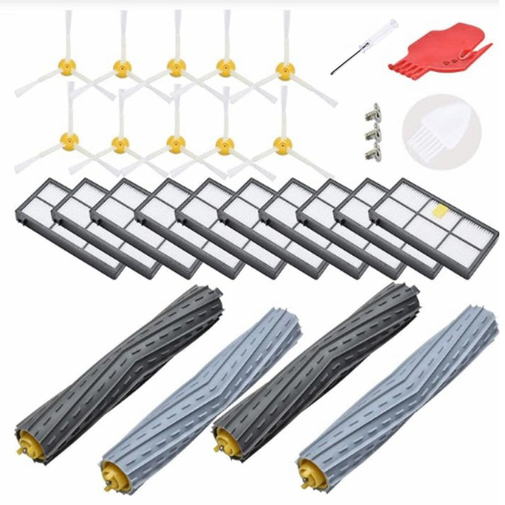 1 Set Replacement Parts for iRobot Roomba 800  / 900 Series , 2 Pairs Main Brush+10 Filter+10 Side-Edge Brush+2 Cleaning Tools+1 Screwdriver