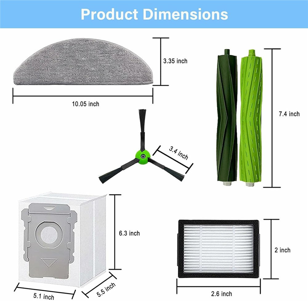 20Pcs Replacement Parts Set for iRobot Roomba Combo i5  /  i5+  /  j5  /  j5+ Main Brush + Side Brush + Filter + Dust Bag + Mop Cloth