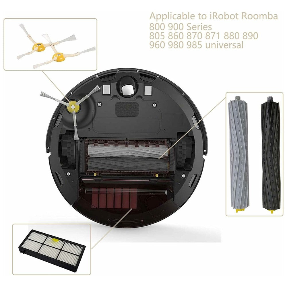 8Pcs Replacement Parts Kit for iRobot Roomba 800  /  870  /  880  /  960  /  980 Main Brush Side Brush Filter Set