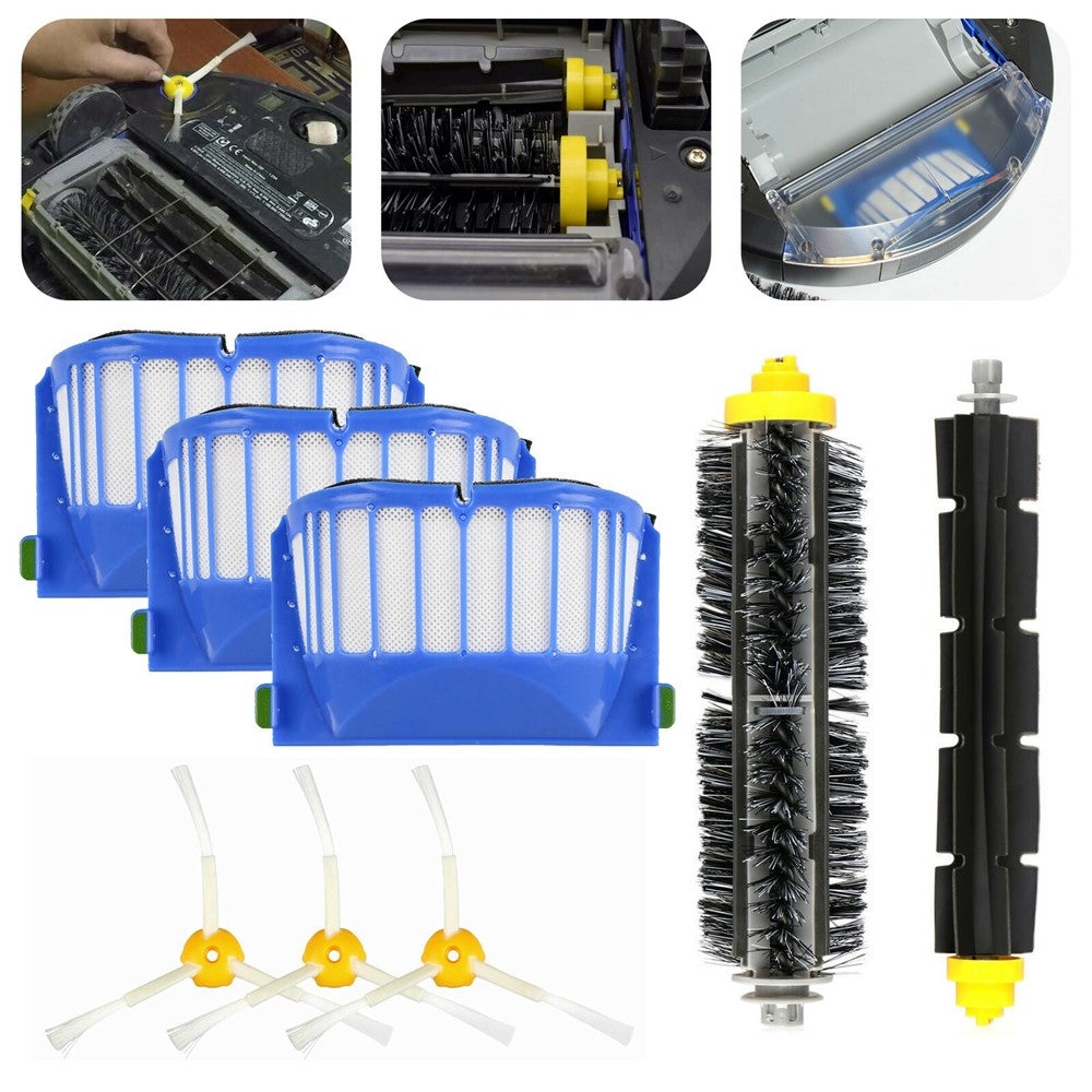 10Pcs Replacement Parts Kit for iRobot Roomba 610 / 620 / 630 / 650 / 660 Main Brush Side Brush Filter Set