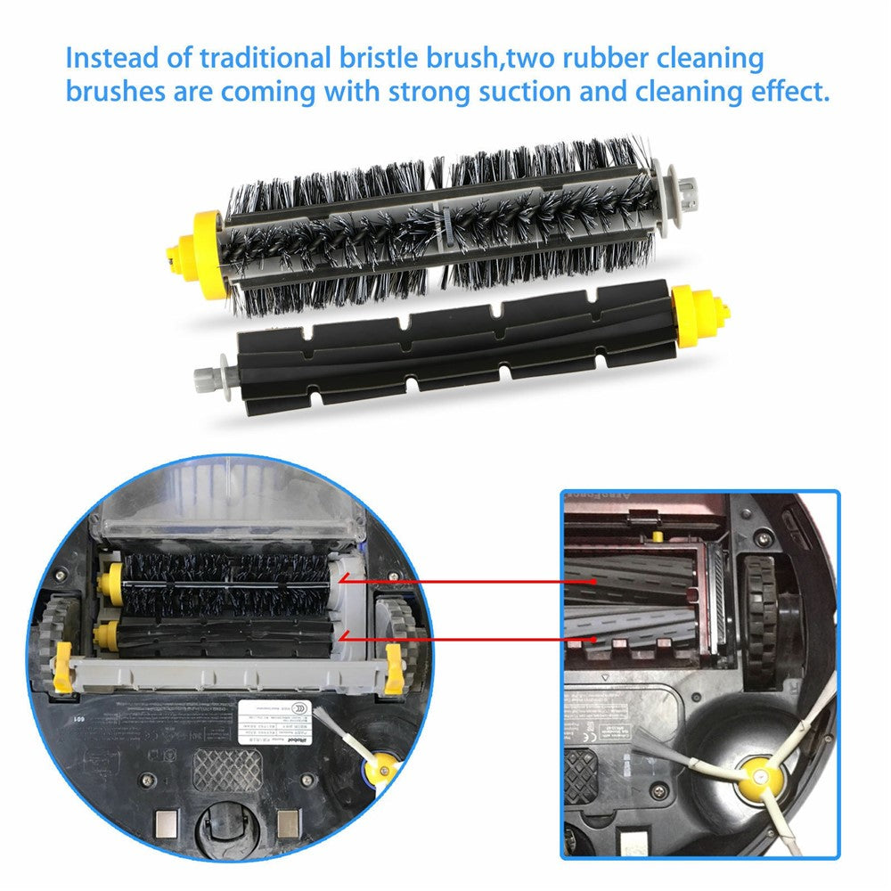 10Pcs Replacement Parts Kit for iRobot Roomba 610 / 620 / 630 / 650 / 660 Main Brush Side Brush Filter Set