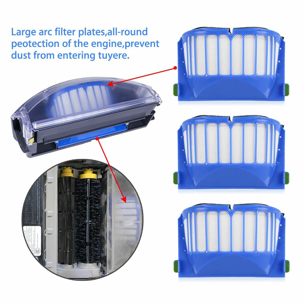 10Pcs Replacement Parts Kit for iRobot Roomba 610 / 620 / 630 / 650 / 660 Main Brush Side Brush Filter Set