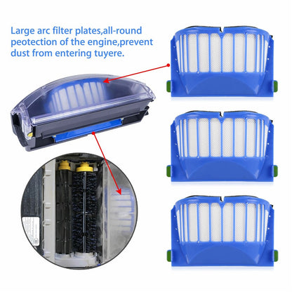 10Pcs Replacement Parts Kit for iRobot Roomba 610 / 620 / 630 / 650 / 660 Main Brush Side Brush Filter Set