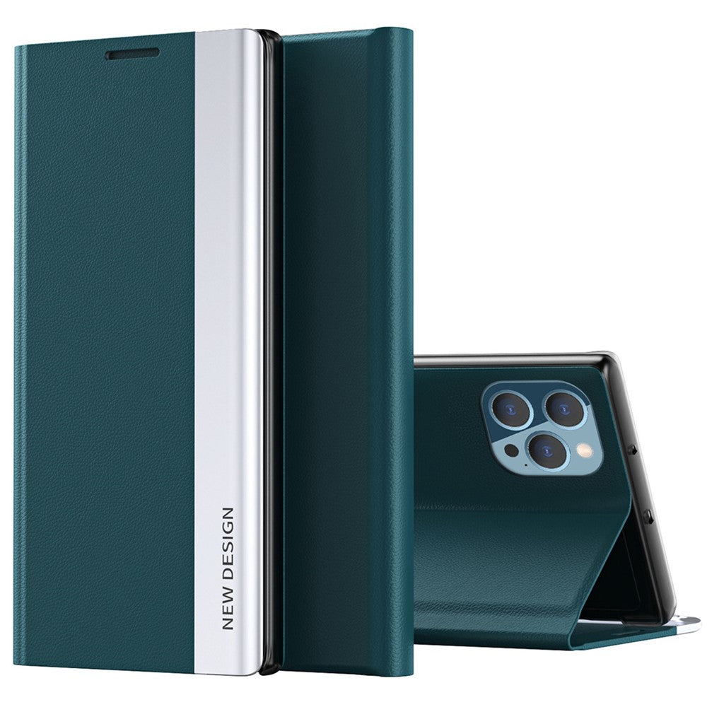 For iPhone 14 Pro Max 6.7 inch Scratch Resistant PU Leather Stand Case Electroplating Phone Cover
