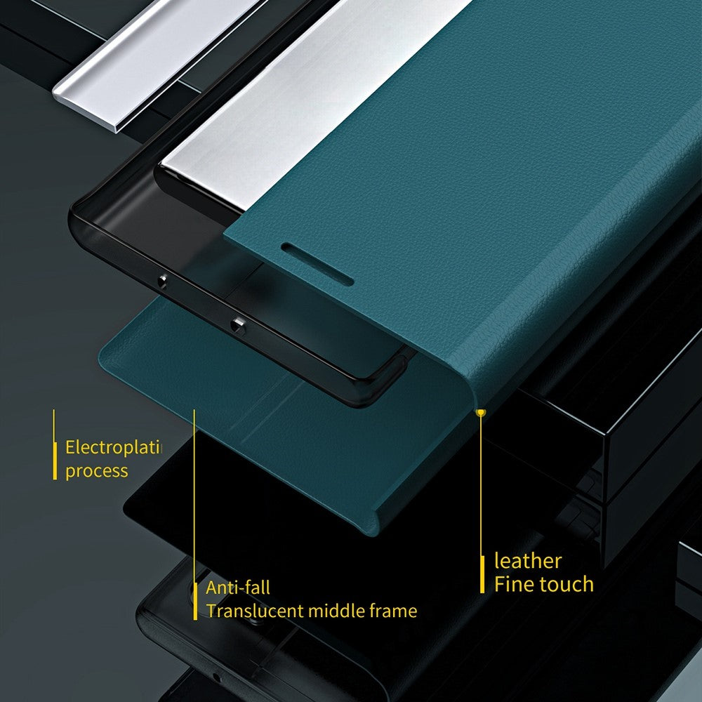 For iPhone 14 Pro Max 6.7 inch Scratch Resistant PU Leather Stand Case Electroplating Phone Cover
