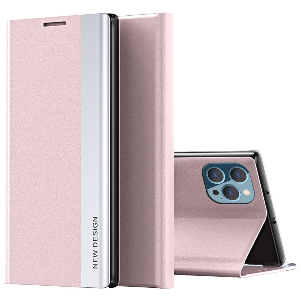 For iPhone 14 Pro Max 6.7 inch Scratch Resistant PU Leather Stand Case Electroplating Phone Cover