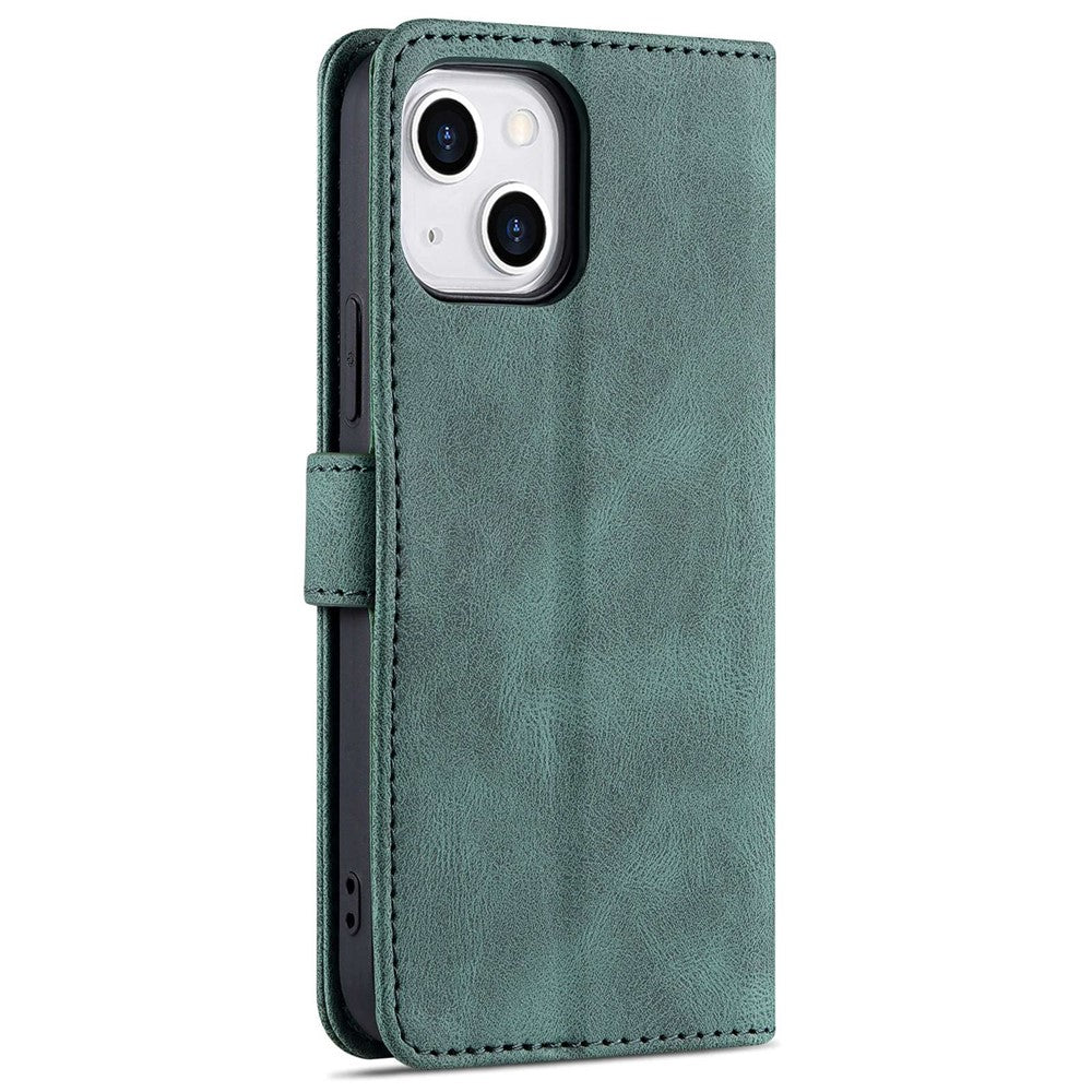 AZNS For iPhone 14 6.1 inch Drop-proof PU Leather Wallet Case Card Holder Magnetic Closure Stand Anti-scratch Phone Cover