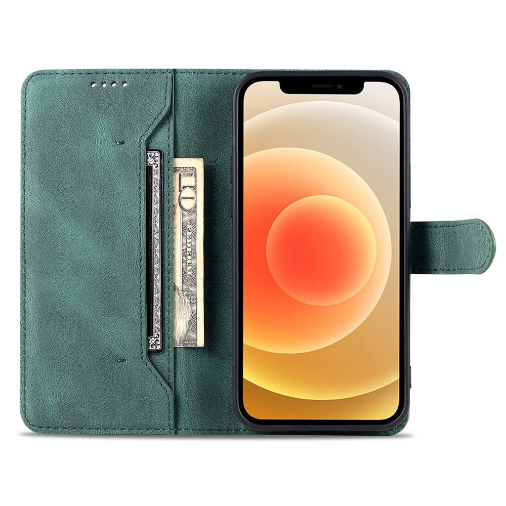 AZNS For iPhone 14 6.1 inch Drop-proof PU Leather Wallet Case Card Holder Magnetic Closure Stand Anti-scratch Phone Cover